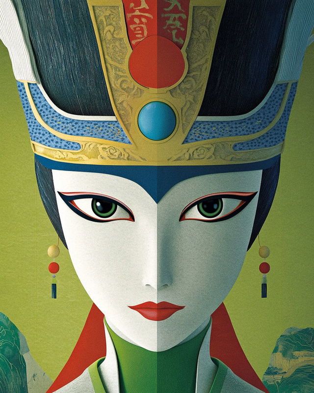 Close-up portrait of phantasmagoric queen with otherworldly crown, showcasing Midjourney prompt techniques and SREF code 2417366470.