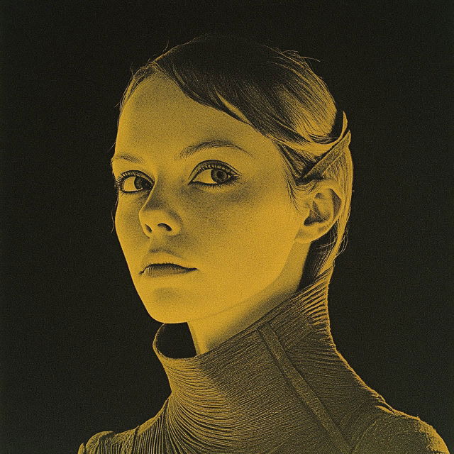 Photographic portrait of female protagonist using Midjourney prompt with SREF code 662073165 for unique visual style.