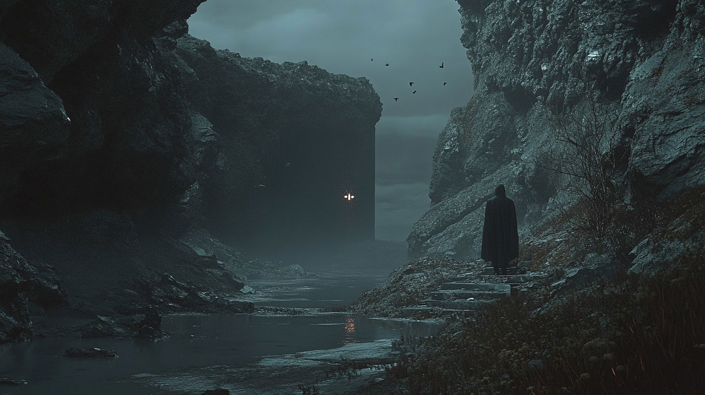 Cinematic shot from sci-fi movie, showcasing Midjourney prompt techniques with SREF codes for unique visual styles.