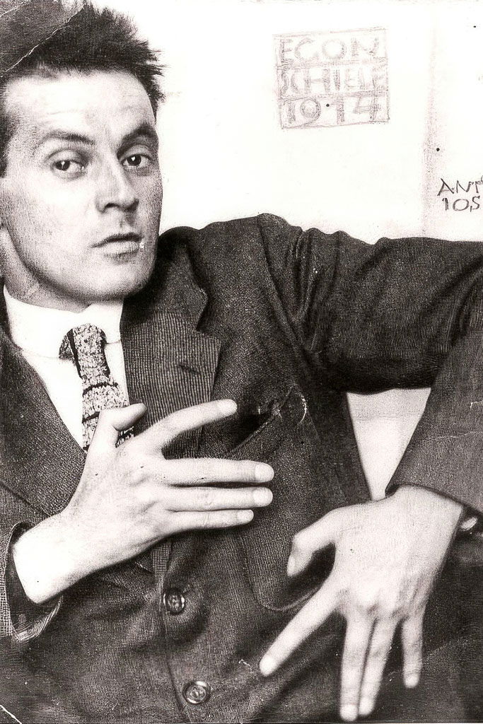 Egon Schiele portrait, 1914. Midjourney prompt engineering enhances emotional depth, figurative distortions, pastel tones, art style applications.
