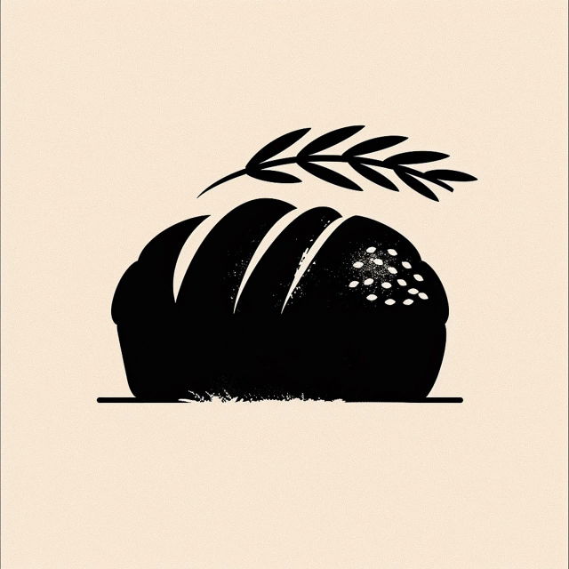 Bakery logo design featuring loaf of bread and leaf, created using Midjourney prompt techniques, version 6.