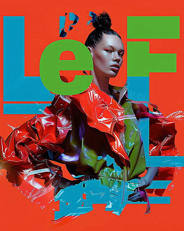 Midjourney prompt for fashion magazine cover design, contemporary graphics style, logo generation, branding, print design, version 6.
