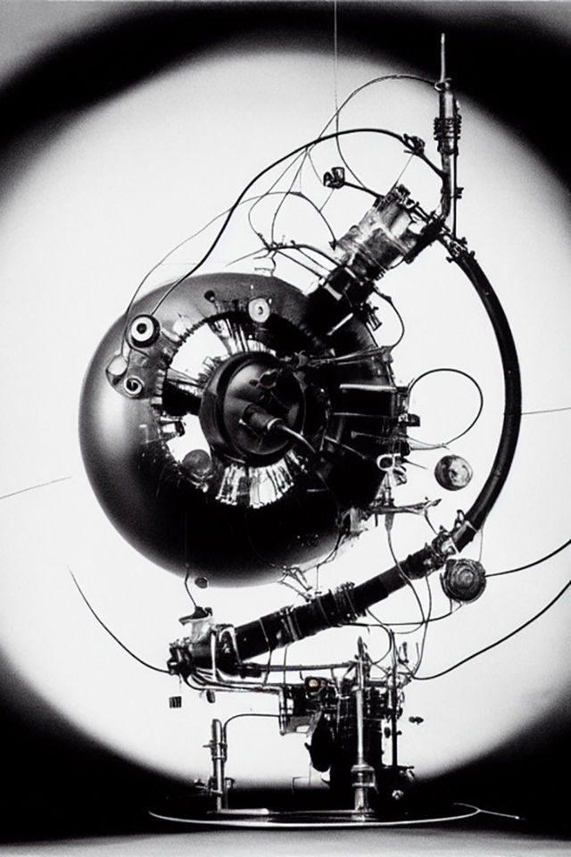 Antimatter collider engine cat, black-and-white scientific photograph with stark frontal lighting