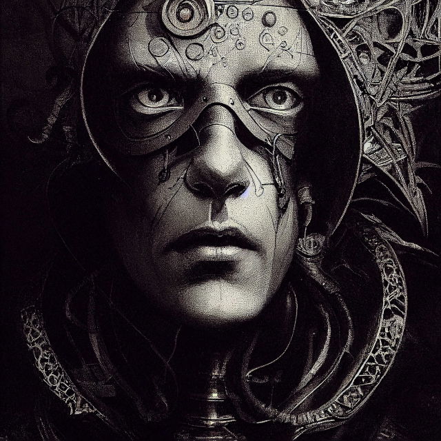 Midjourney prompt for detailed cyberpunk monk drawing, 1800s style, desaturated hues, --test --creative.