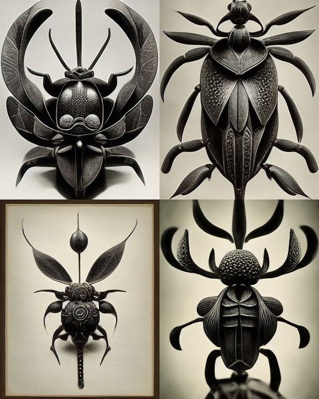 Midjourney prompt for samurai beetle art, showcasing iterative image generation and style swaps in V3.