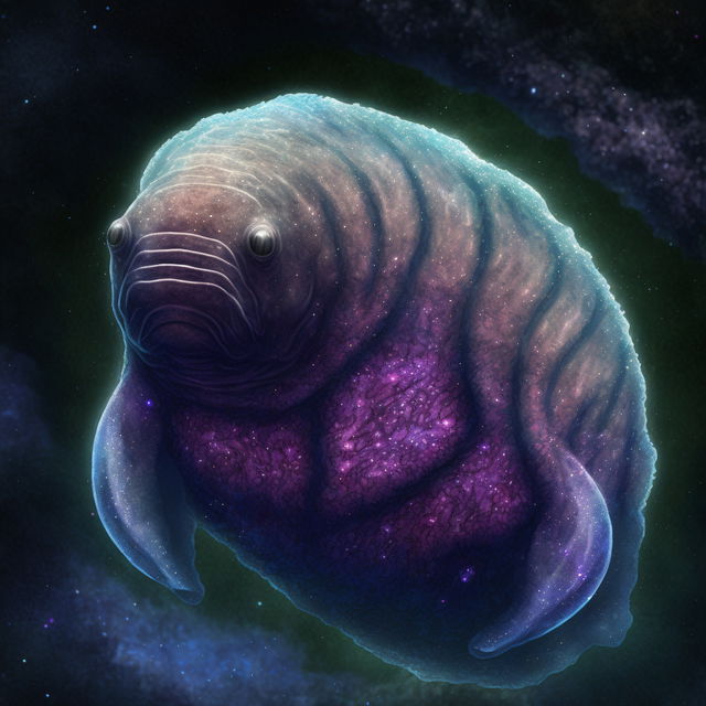 Iridescent space tardigrade generated with Midjourney prompt, showcasing V4 capabilities and style transformation techniques.