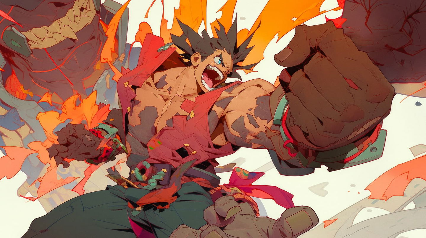 Epic fight scene featuring expressive character design in Midjourney prompt with --niji 5 style.