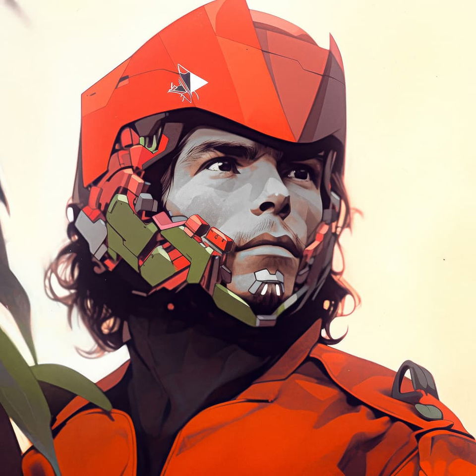 Evangelion robot pilot concept art generated with Midjourney using prompt techniques and Niji 5's anime aesthetics.