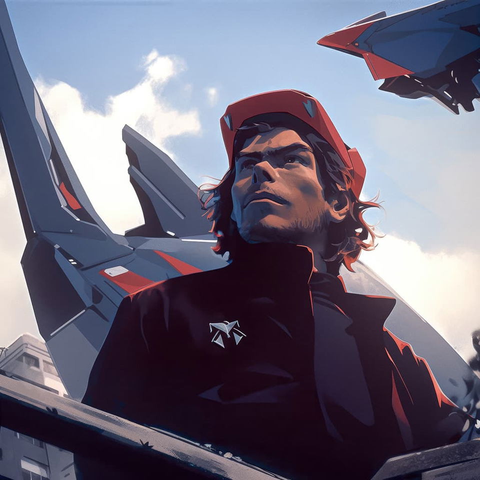Midjourney prompt for anime character design featuring Evangelion robot pilot in scenic style, showcasing Niji 5 capabilities.