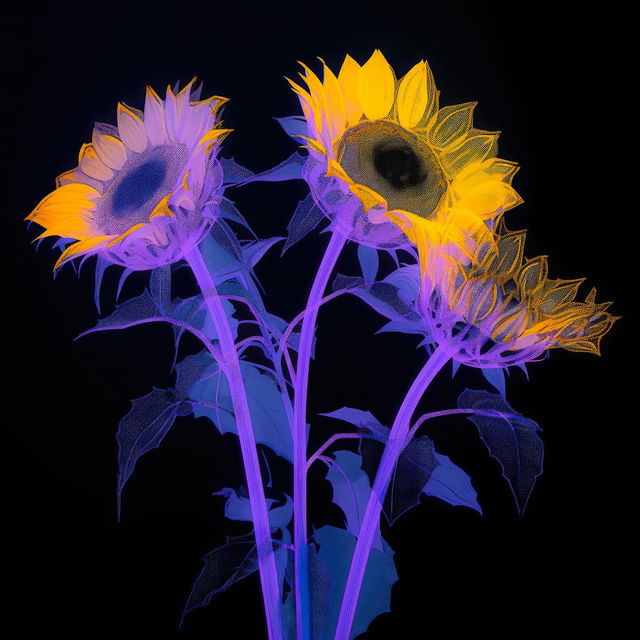 Sunflowers artwork generated with Midjourney using prompt techniques for Niji 5, showcasing anime aesthetics and style modulation.