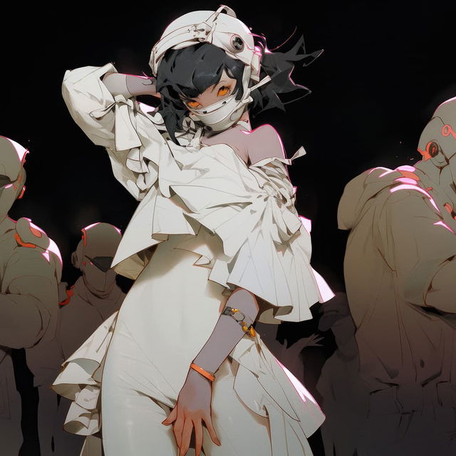 Anime character in nightclub, expressive style, Midjourney prompt engineering, Niji 5, character recognition, digital aesthetics.