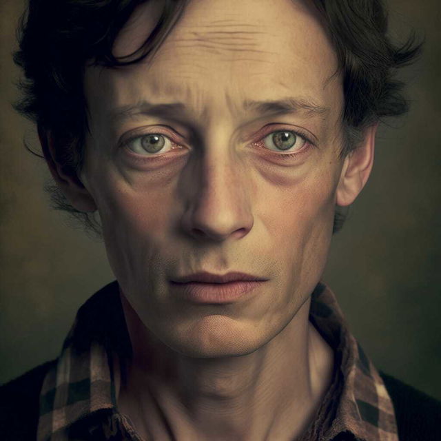 Midjourney prompt for generating young dramatic actor portrait, focusing on detail attention, composition, and AI image generation techniques.