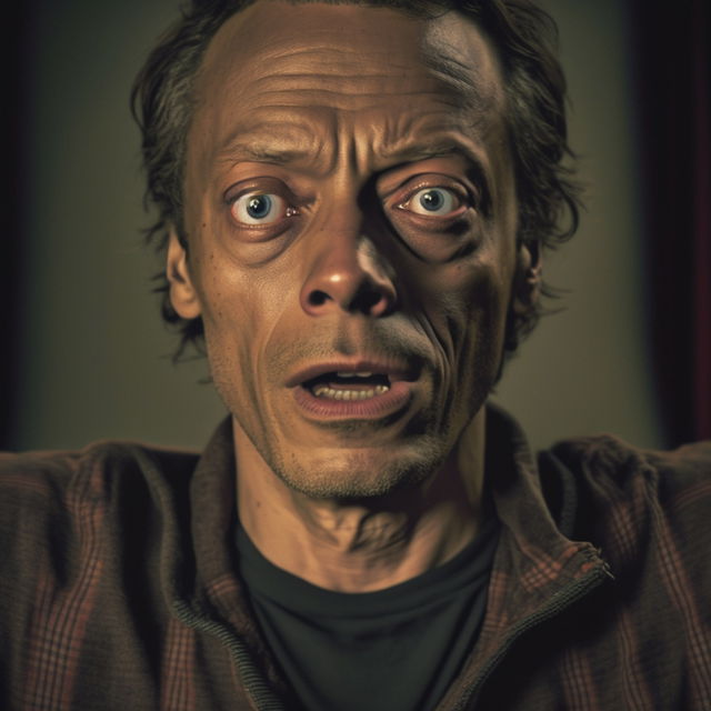 Midjourney prompt showcasing detailed facial expression, emphasizing emotion and realism in AI-generated imagery.