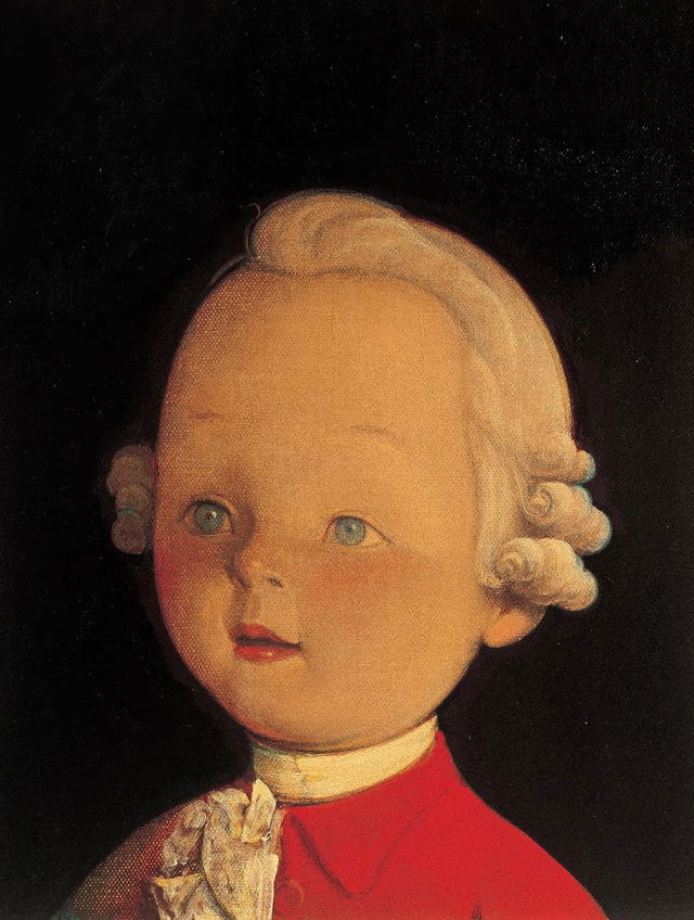 Liu Ye-inspired portrait of child figure, showcasing prompt engineering in Midjourney, niji 6 techniques, exploring symbolism and minimalism.