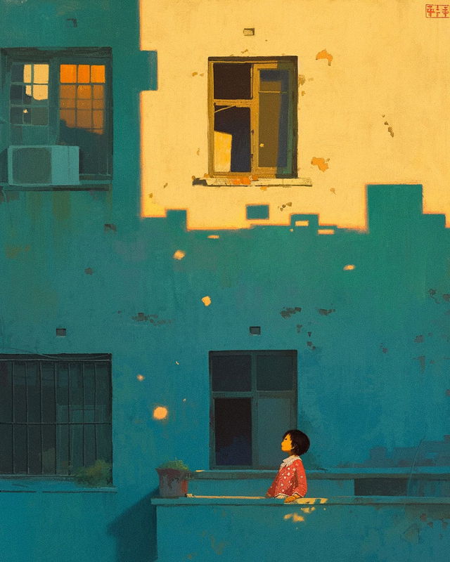 Liu Ye painting depicting sunset scene, showcasing prompt engineering in Midjourney, niji 6 application, blending Eastern and Western art styles.