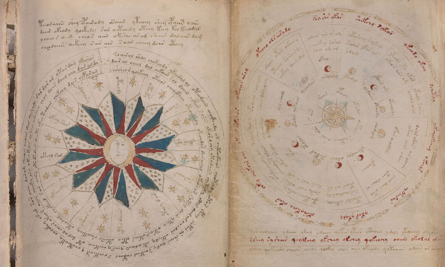 Midjourney prompt engineering for Voynich Manuscript illustrations, showcasing astrological diagrams and intricate designs.