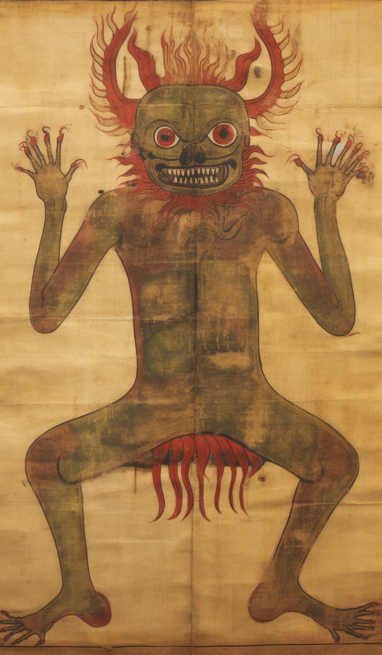 Medieval demon illustration inspired by manuscripts, showcasing prompt techniques in Midjourney AI, emphasizing stylize adjustments and historical references.