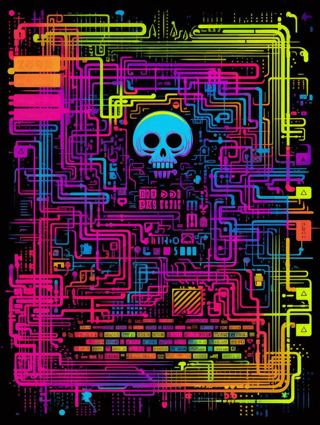 Midjourney prompt for 21st-century manuscript with digital code, modern symbols, glitch art borders, exploring manuscripts, codices, bestiaries.