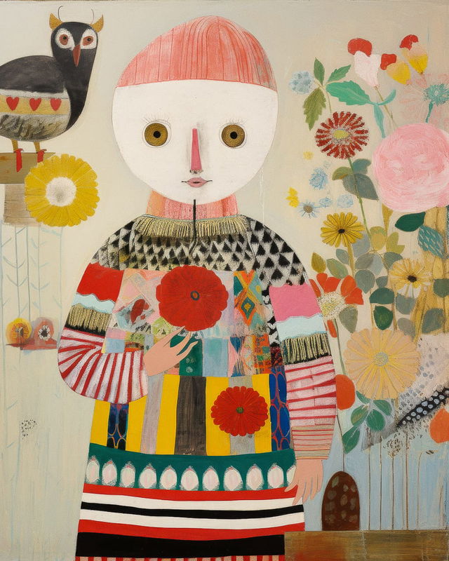 Ferris Plock's character in the style of Mary Fedden, Midjourney V5.2
