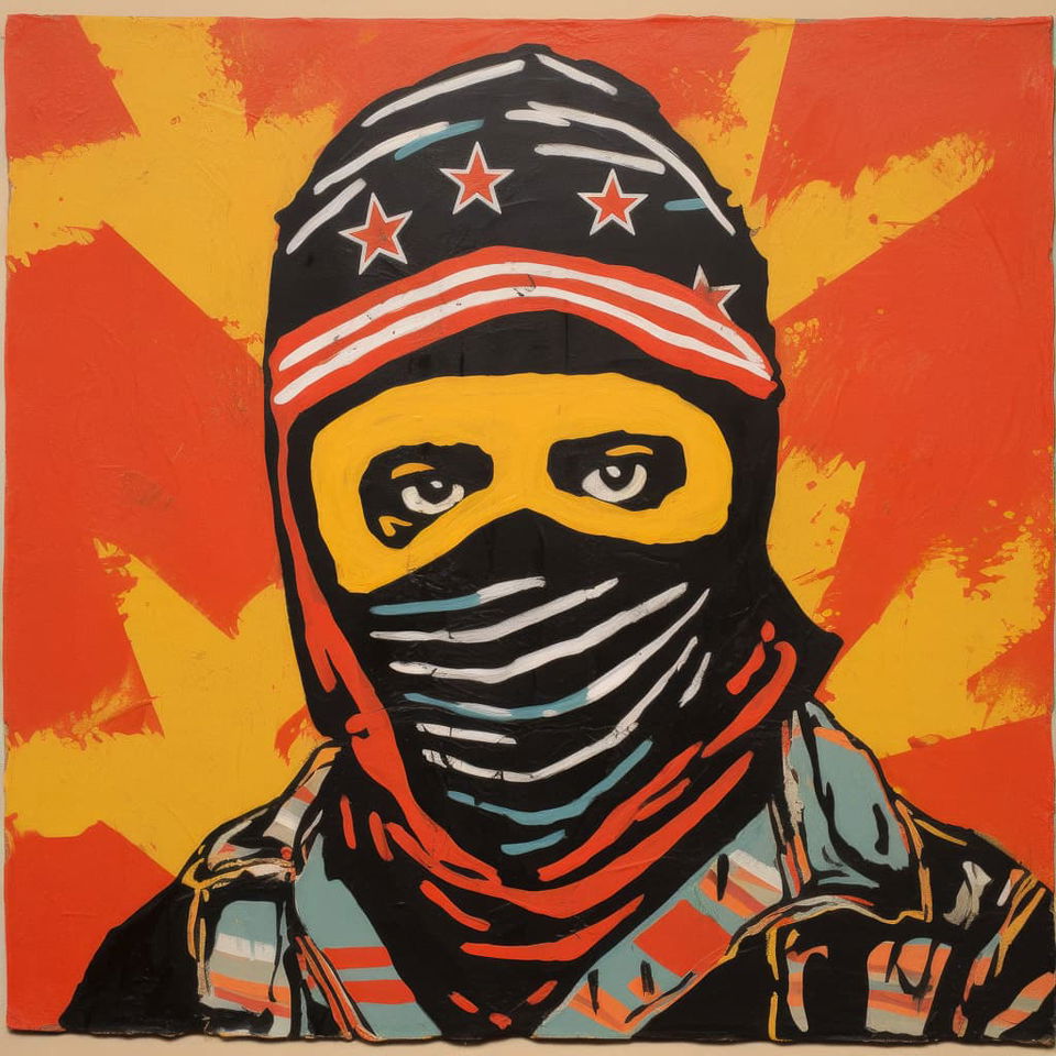 Zapatista mask representation in Midjourney prompt, showcasing cultural significance and artistic expression.