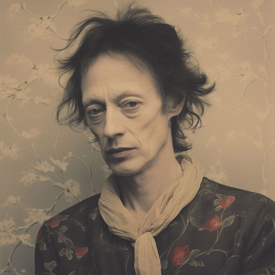 Portrait of a gaunt person in muted sepia tones, soft light, and painterly detail