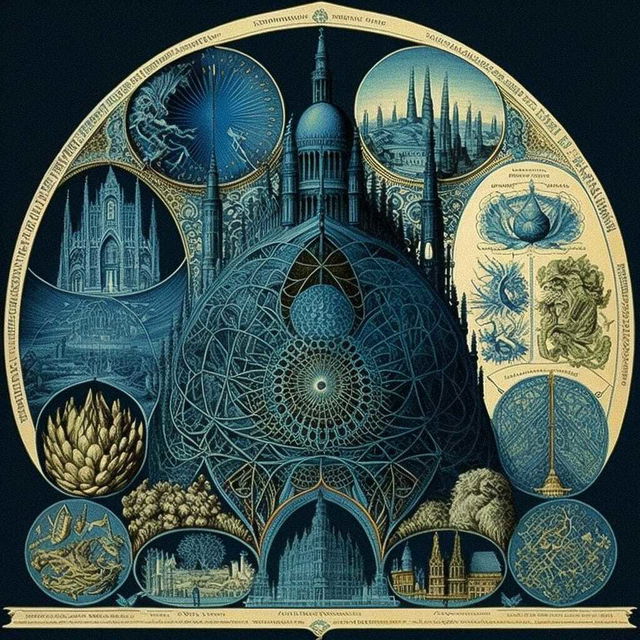 Ernst Haeckel blueprint bioarchitecture urban plan, intricate details, measurements, technical notes, Midjourney prompt engineering, version 4.