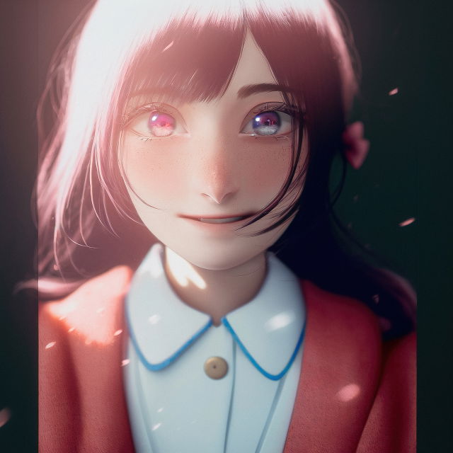 Kawaii anime girl portrait with pink hair, soft pastel colors, and glowing backlight