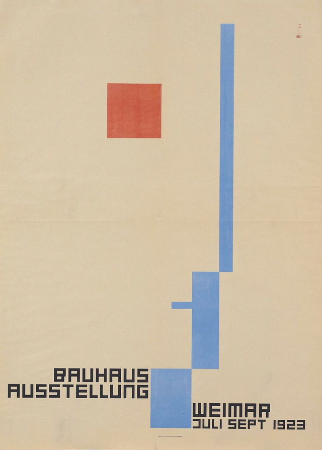 Midjourney prompt for Bauhaus poster art, featuring geometric shapes and color blocks, exploring modernist design techniques.