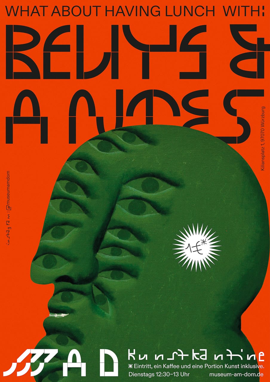 Midjourney prompt for poster art featuring complex designs, artistic movements, and techniques. MAD Museum Am Dom relaunch poster by Laura Markert.