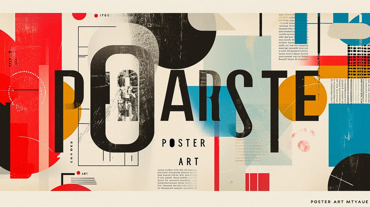 Midjourney prompt for minimalist halftone print style collage poster art, 1970s graphic design, version 6.