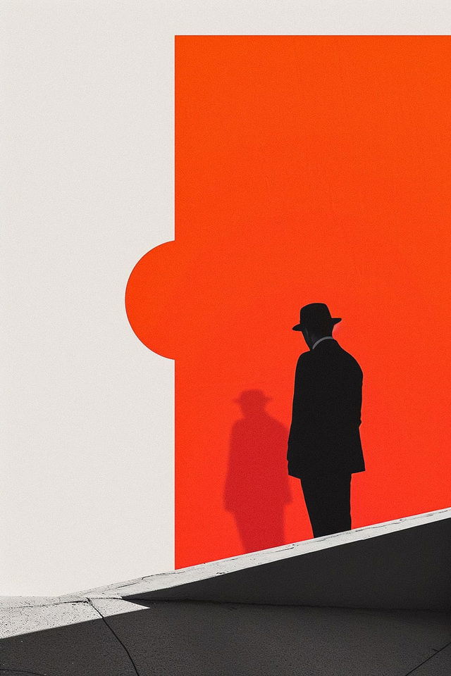 Midjourney prompt for poster art in Minimalism style --v 6, featuring silhouette against bold color background.