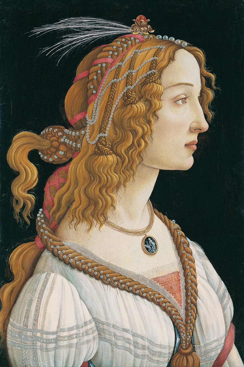 Midjourney prompt replicating Sandro Botticelli's style in Idealised Portrait of a Lady, blending Renaissance aesthetics with modern interpretations.