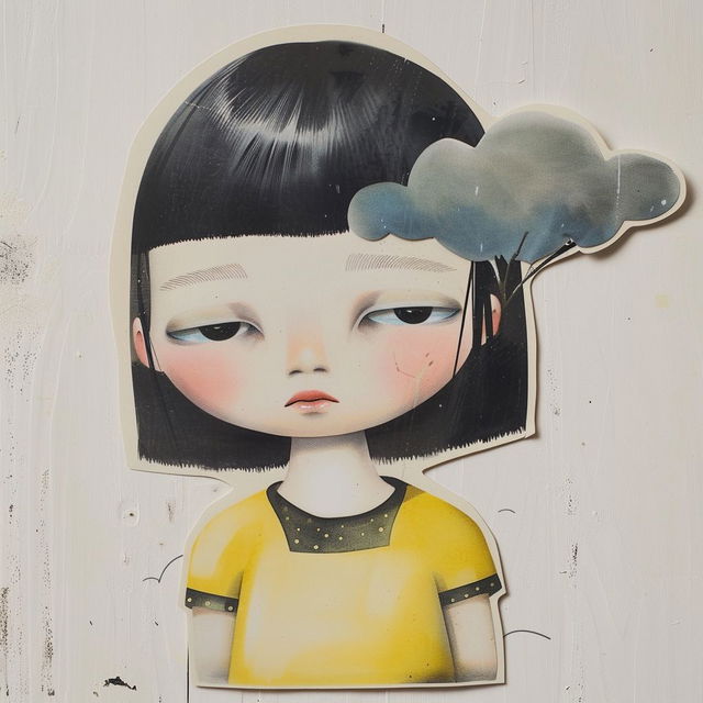 Die-cut sticker by Liu Ye showcasing minimalist style with soft pastels, featuring Midjourney prompt techniques.