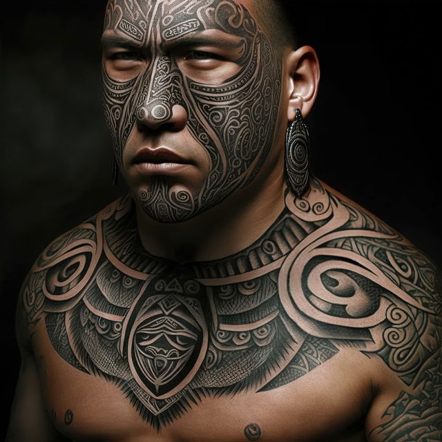 Tribal tattoo design showcasing Midjourney prompt engineering techniques, inspired by Sailor Jerry and artistic influences.