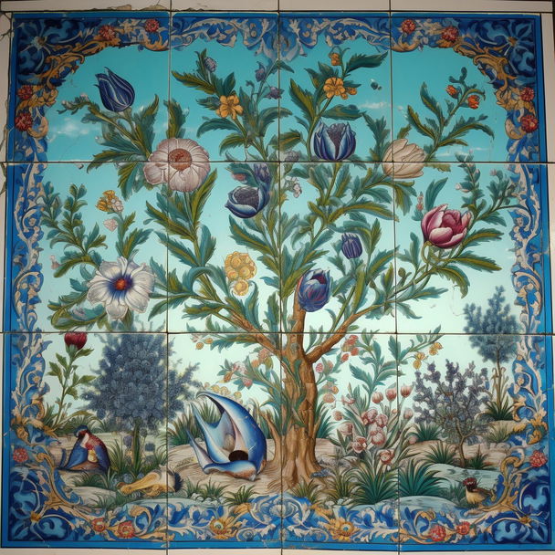 Iznik tiles style, Midjourney V5 — pick 6 of 19, picture 1 of 4