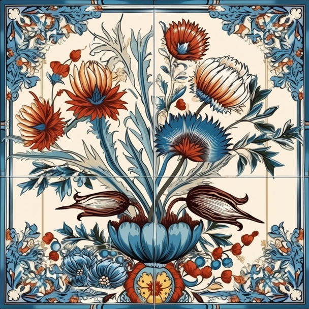 Iznik tiles style, Midjourney V5 — pick 6 of 19, picture 4 of 4