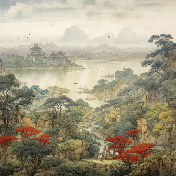 Zhang Daqian style, Midjourney V5 — pick 9 of 19, picture 1 of 4