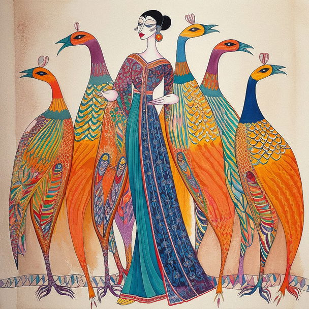 Gond painting style, Midjourney V5 — pick 14 of 20, picture 3 of 4