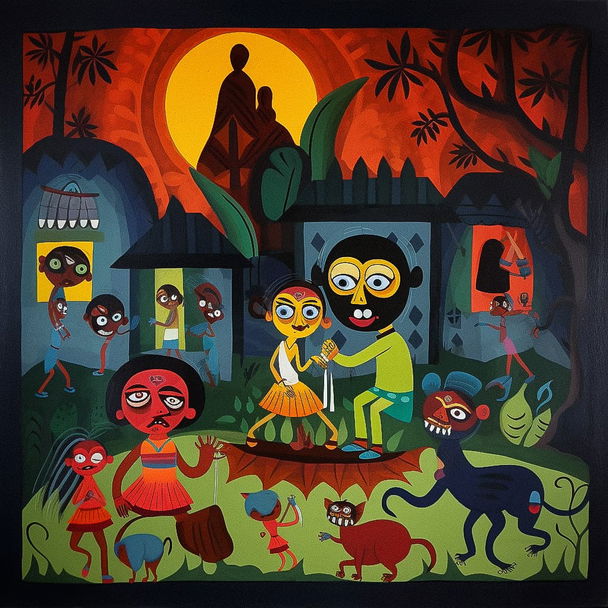 Kalighat painting style, Midjourney V5 — pick 12 of 20, picture 1 of 4