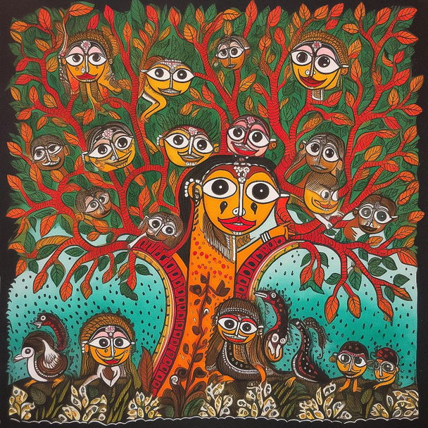 Madhubani painting style, Midjourney V5 — pick 20 of 20, picture 1 of 4