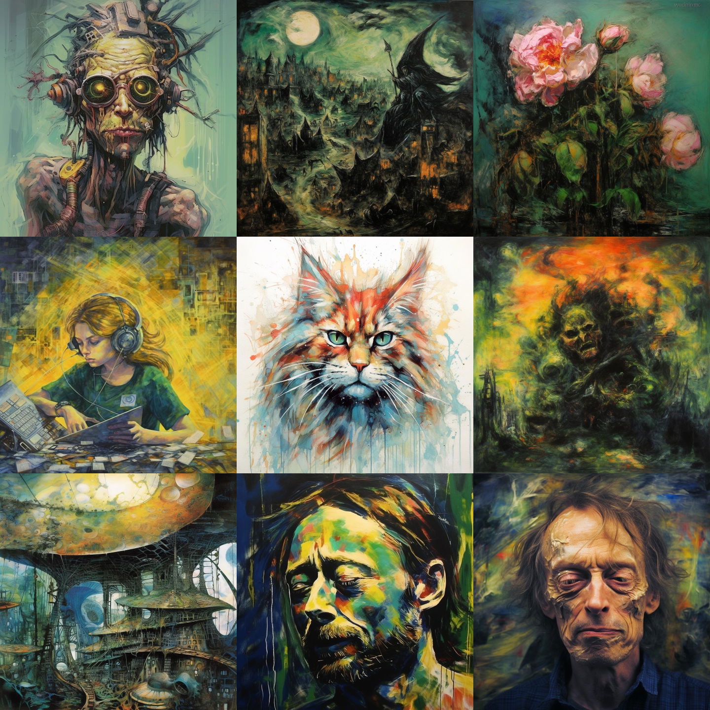 Affandi style, Midjourney V5.1: cyberpunk character by Affandi