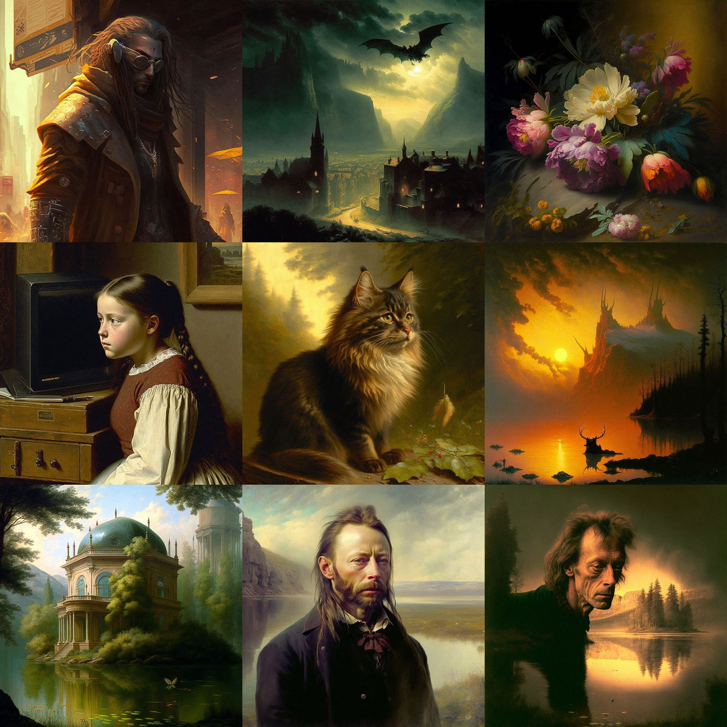Albert Bierstadt style, Midjourney V4: cyberpunk character by Albert Bierstadt