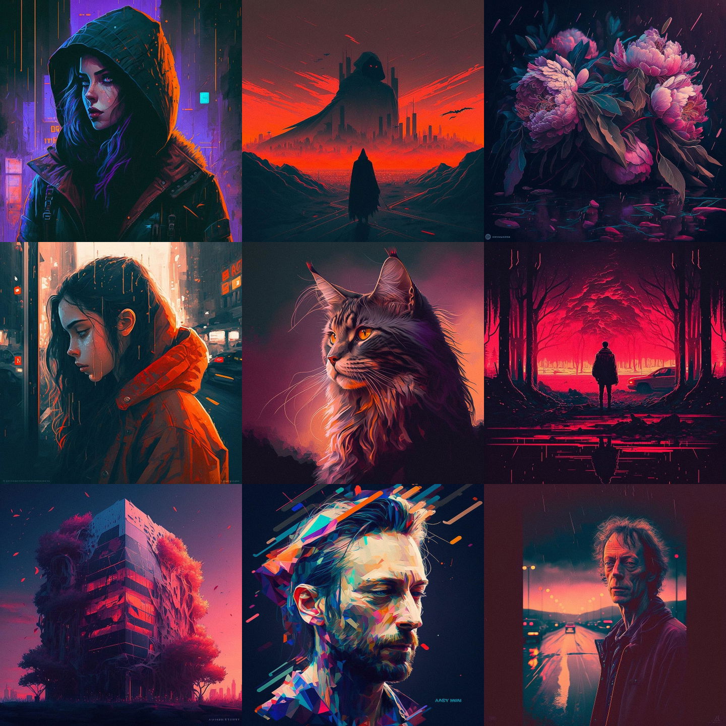 Alena Aenami style, Midjourney V4: cyberpunk character by Alena Aenami