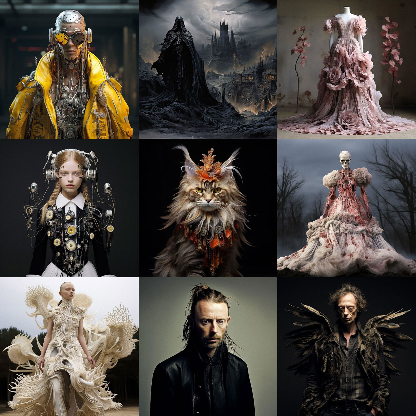 Alexander McQueen style, Midjourney V5.2: cyberpunk character by Alexander McQueen