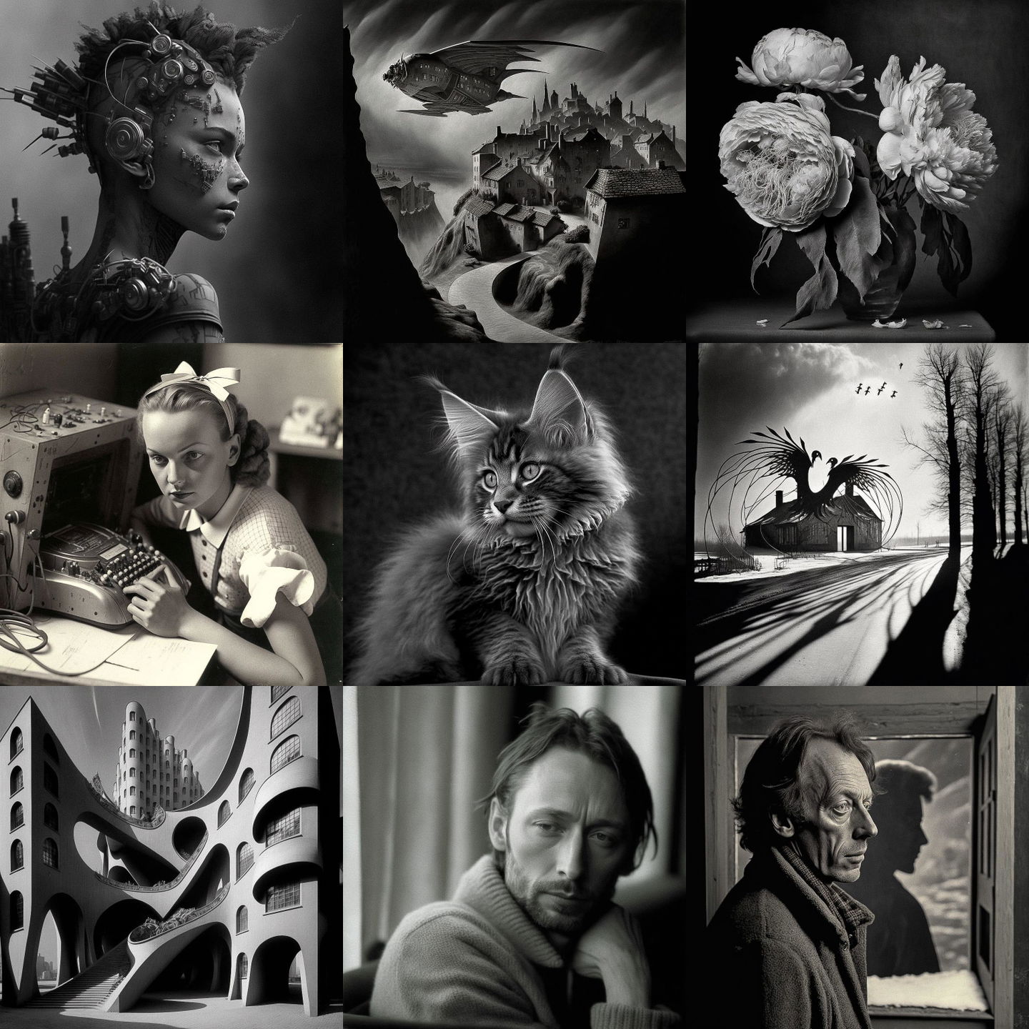Andre Kertesz style, Midjourney V4: cyberpunk character by Andre Kertesz