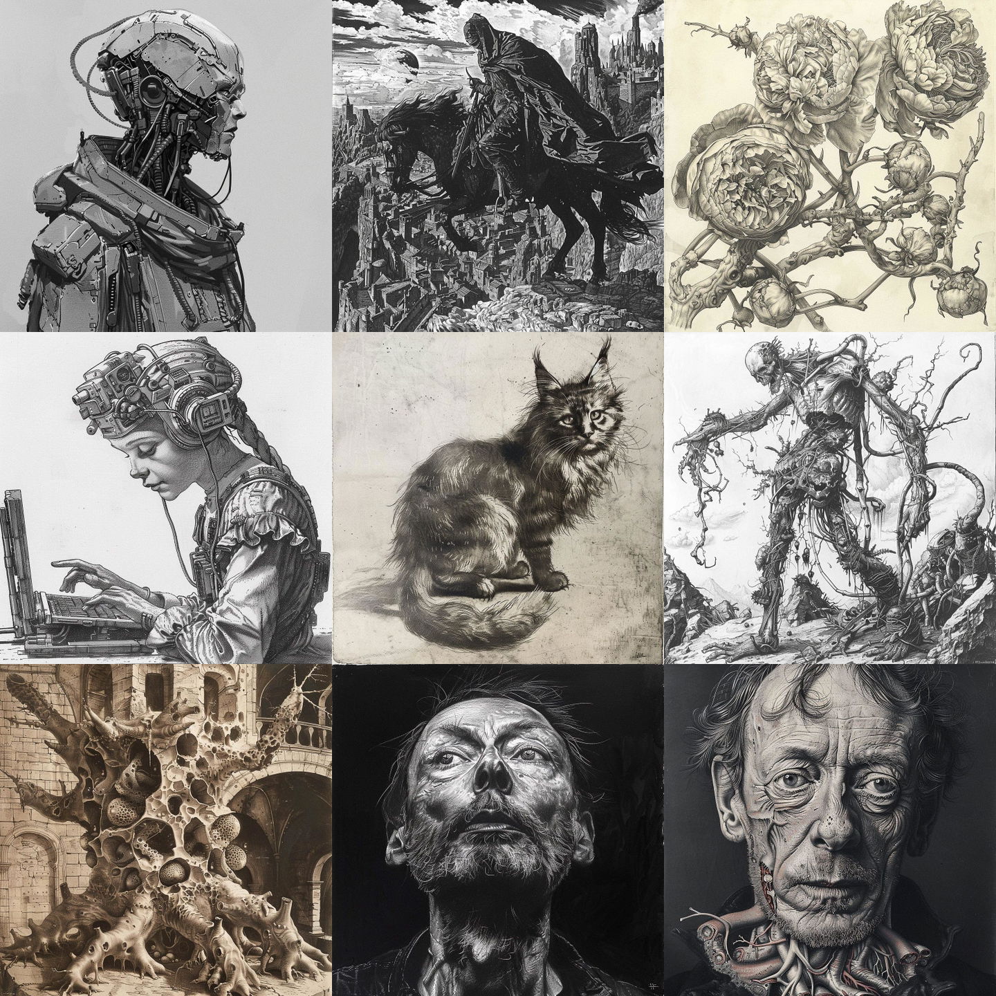 Andreas Vesalius style, Midjourney V6: cyberpunk character by Andreas Vesalius