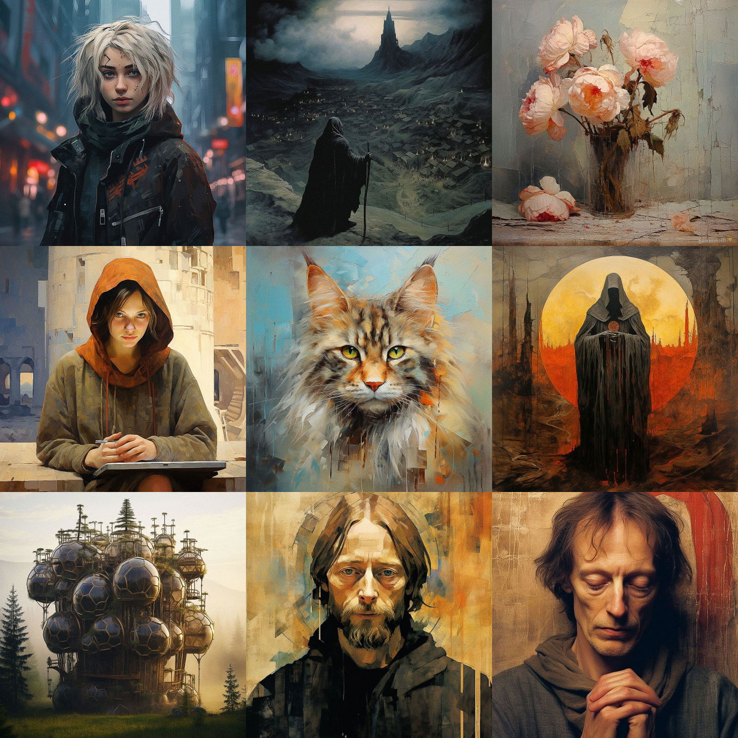 Andrei Rublev style, Midjourney V5.2: cyberpunk character by Andrei Rublev