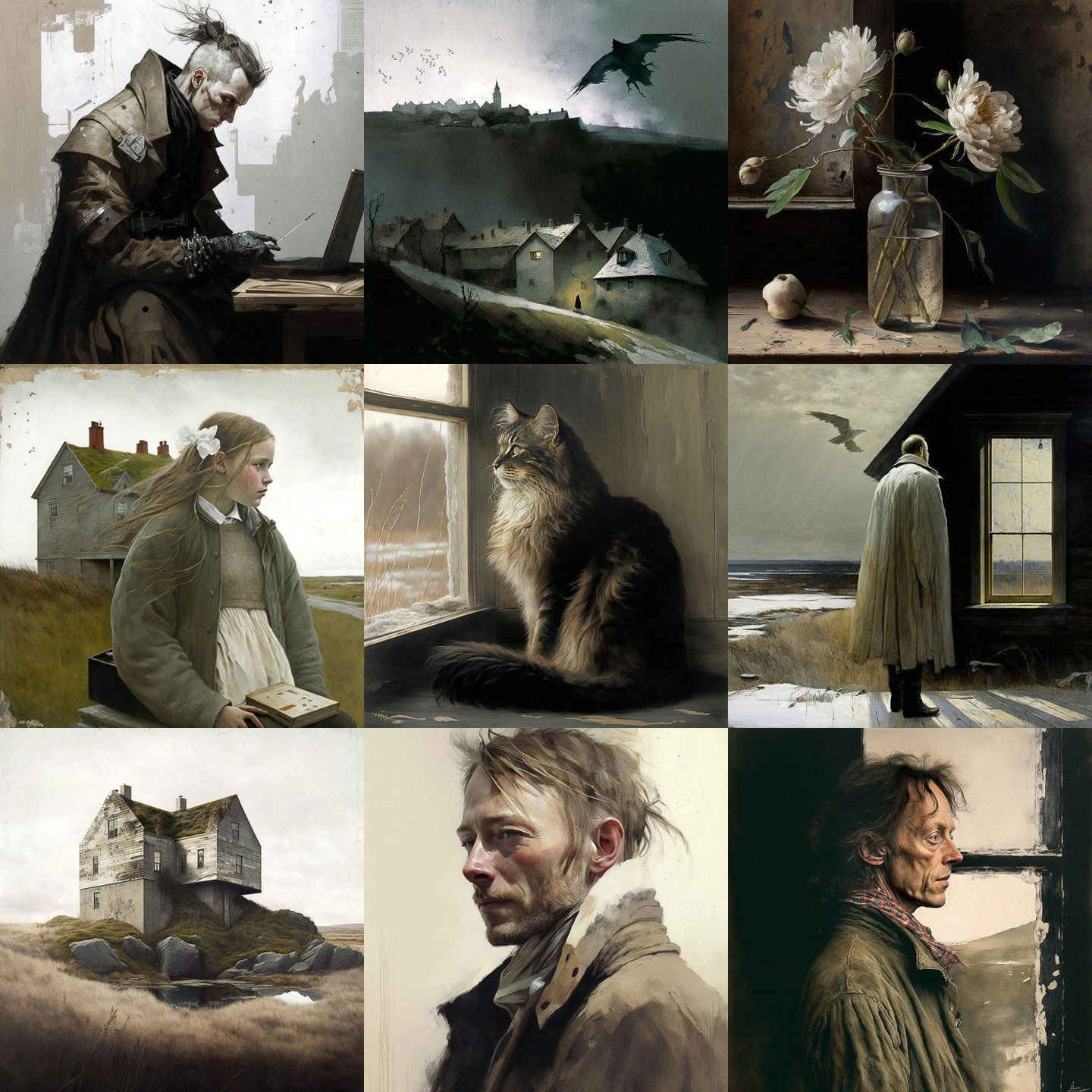 Andrew Wyeth style, Midjourney V4: cyberpunk character by Andrew Wyeth