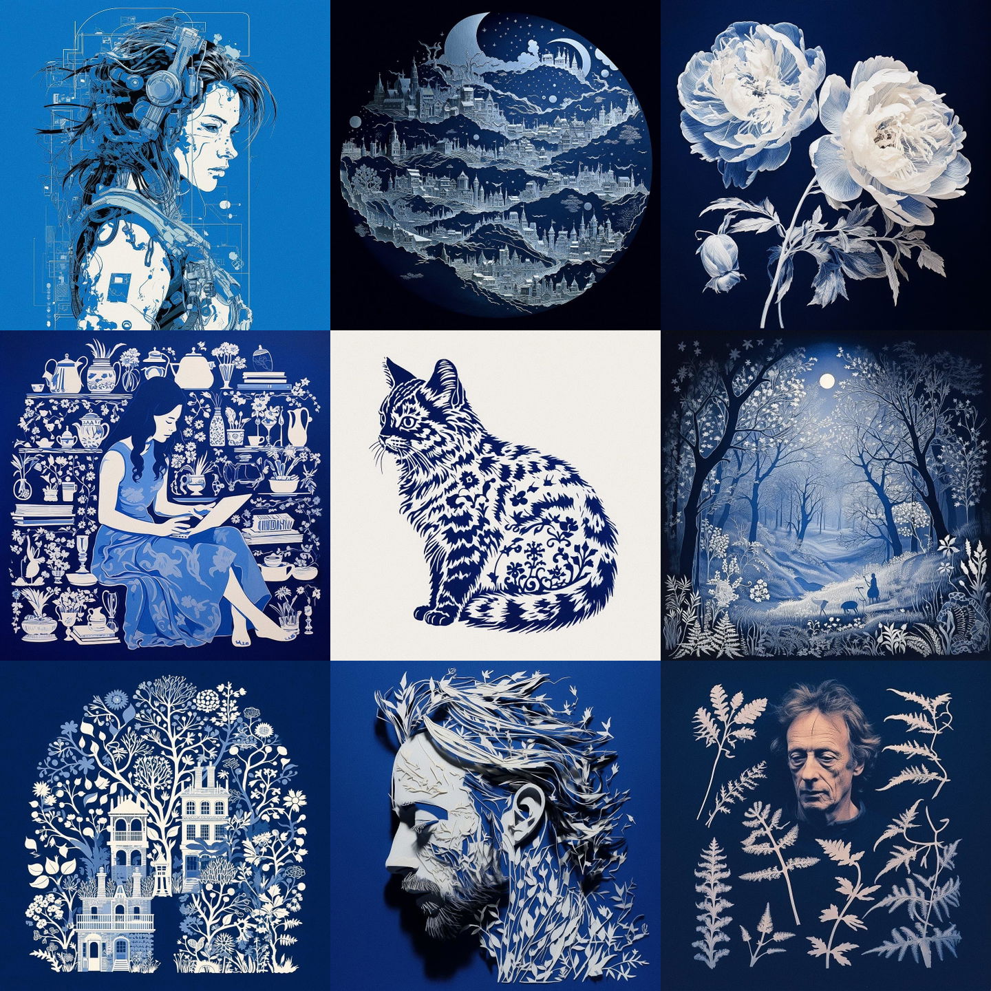 Anna Atkins style, Midjourney V5.2: cyberpunk character by Anna Atkins