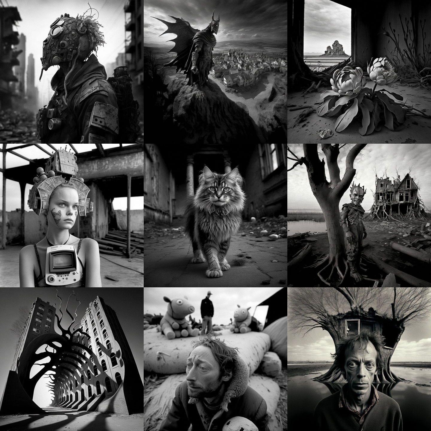 Arthur Tress style, Midjourney V4: cyberpunk character by Arthur Tress